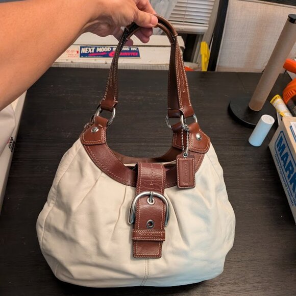 COACH Soho Lynn Leather Hobo Shoulder Handbag + Matching Wallet - Picture 1 of 14